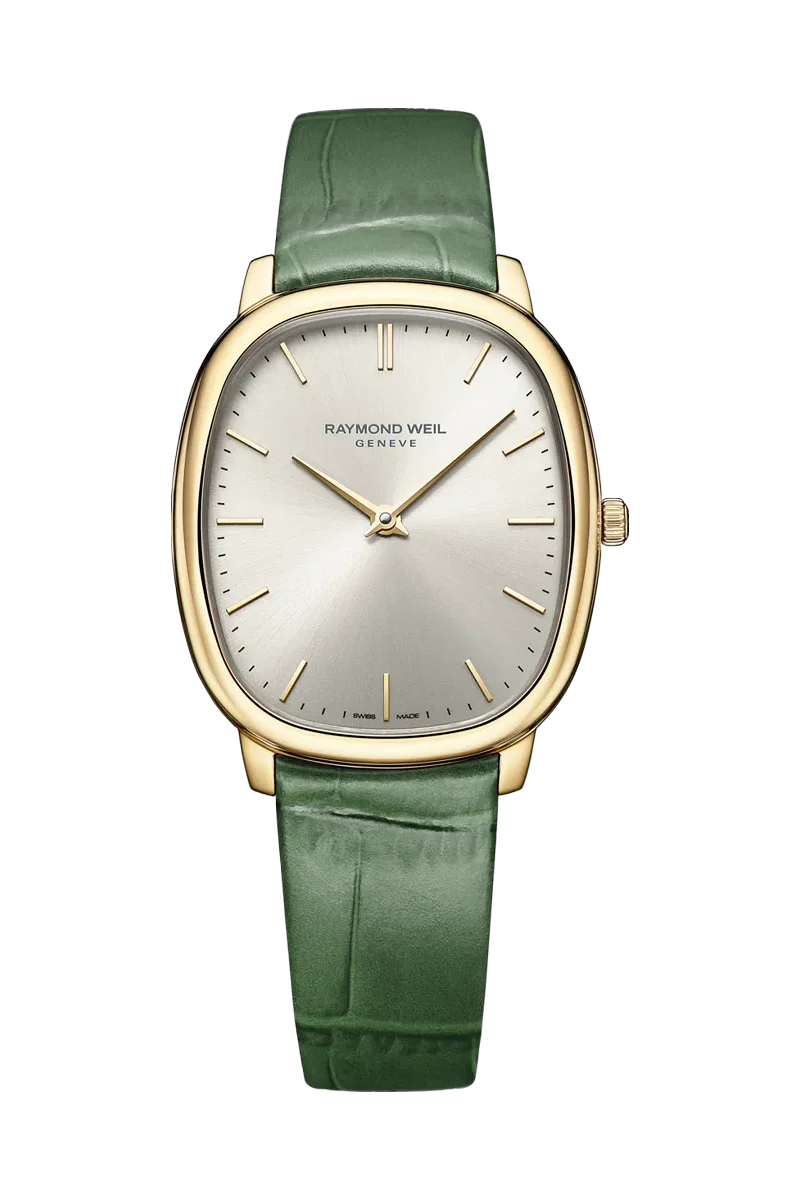 Raymond Weil Toccata Heritage Sunrayed Silver Dial Green Strap Watches - Palladio Jewellers