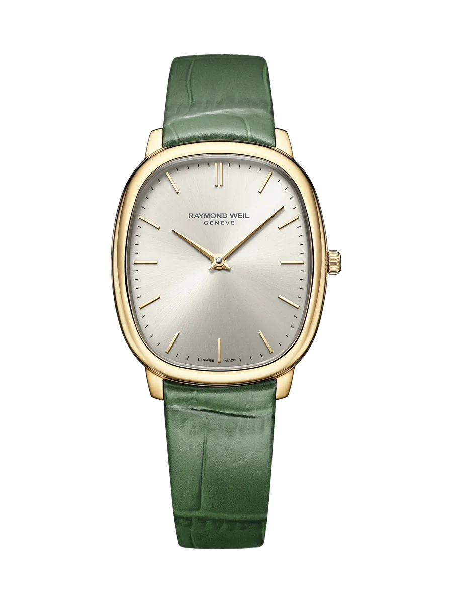 Raymond Weil Toccata Heritage Sunrayed Silver Dial Green Strap Watches - Palladio Jewellers
