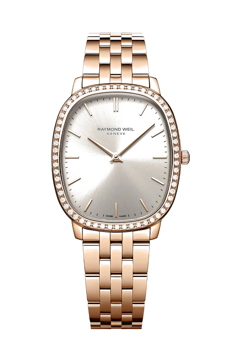 Raymond Weil Toccata Heritage Sunrayed Silver Dial Rose Gold PVD Bracelet Watches - Palladio Jewellers