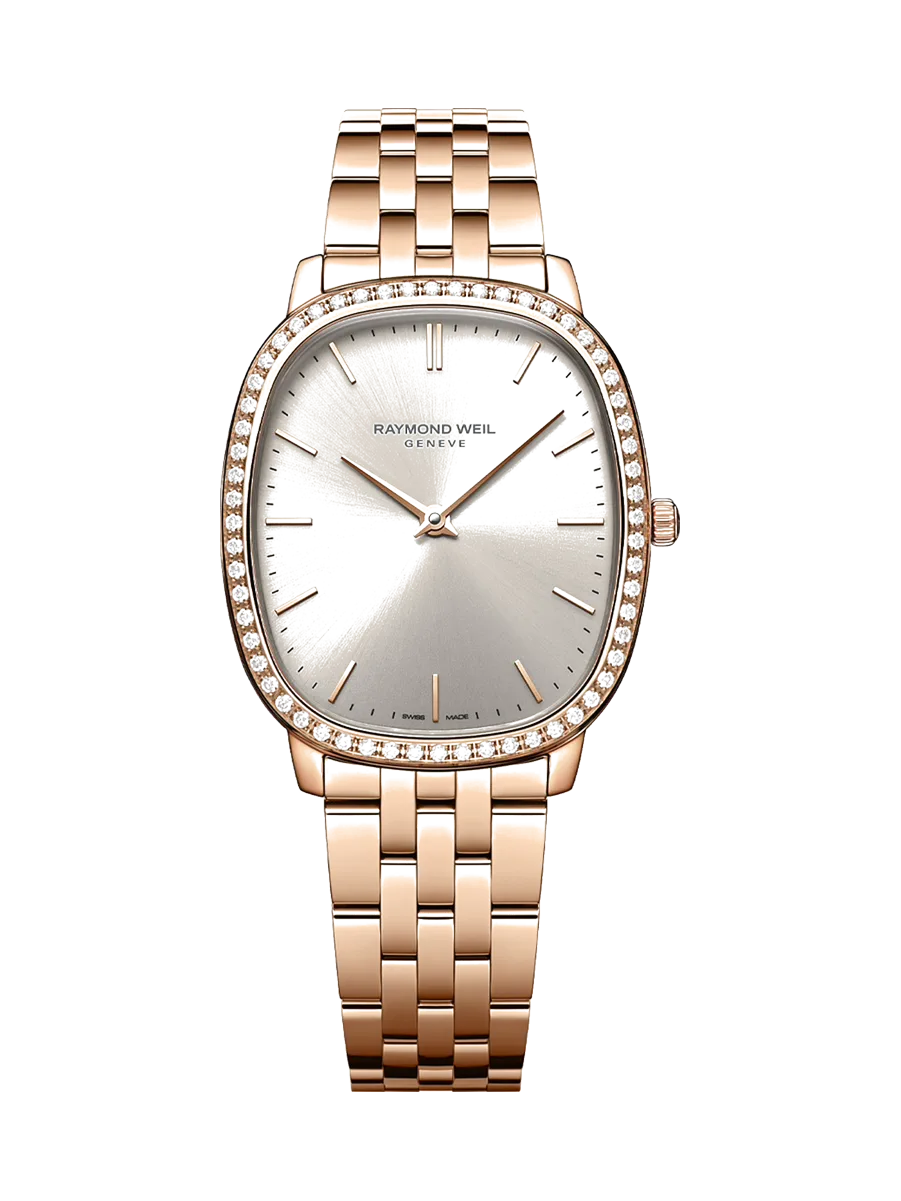 Raymond Weil Toccata Heritage Sunrayed Silver Dial Rose Gold PVD Bracelet Watches - Palladio Jewellers