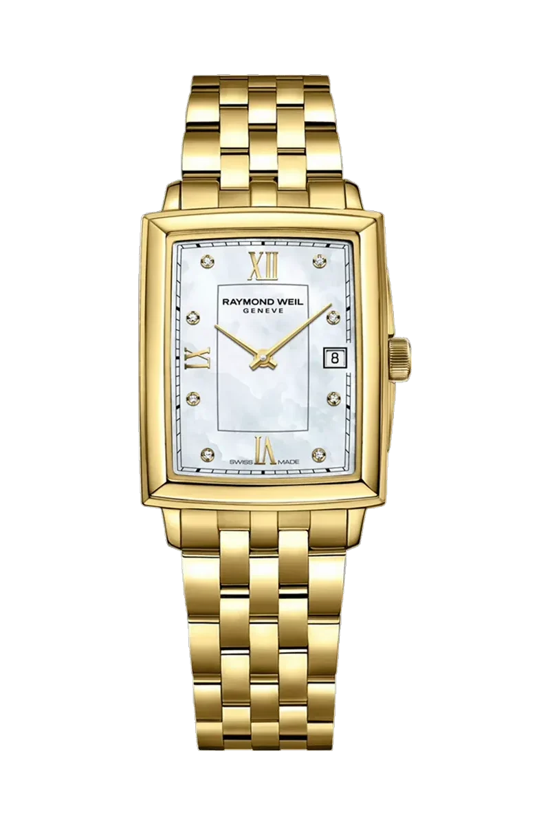 Raymond Weil Toccata Square Mother-of-Pearl Dial Yellow Gold PVD Watches - Palladio Jewellers