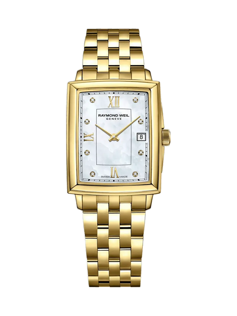 Raymond Weil Toccata Square Mother-of-Pearl Dial Yellow Gold PVD Watches - Palladio Jewellers